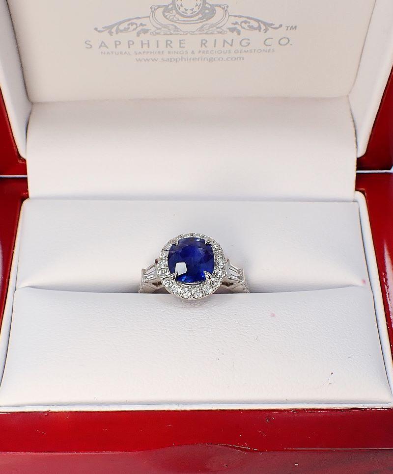 GIA Certified Sapphire Ring, 2.51 ct Unheated Platinum Sapphire Ring For Sale 4