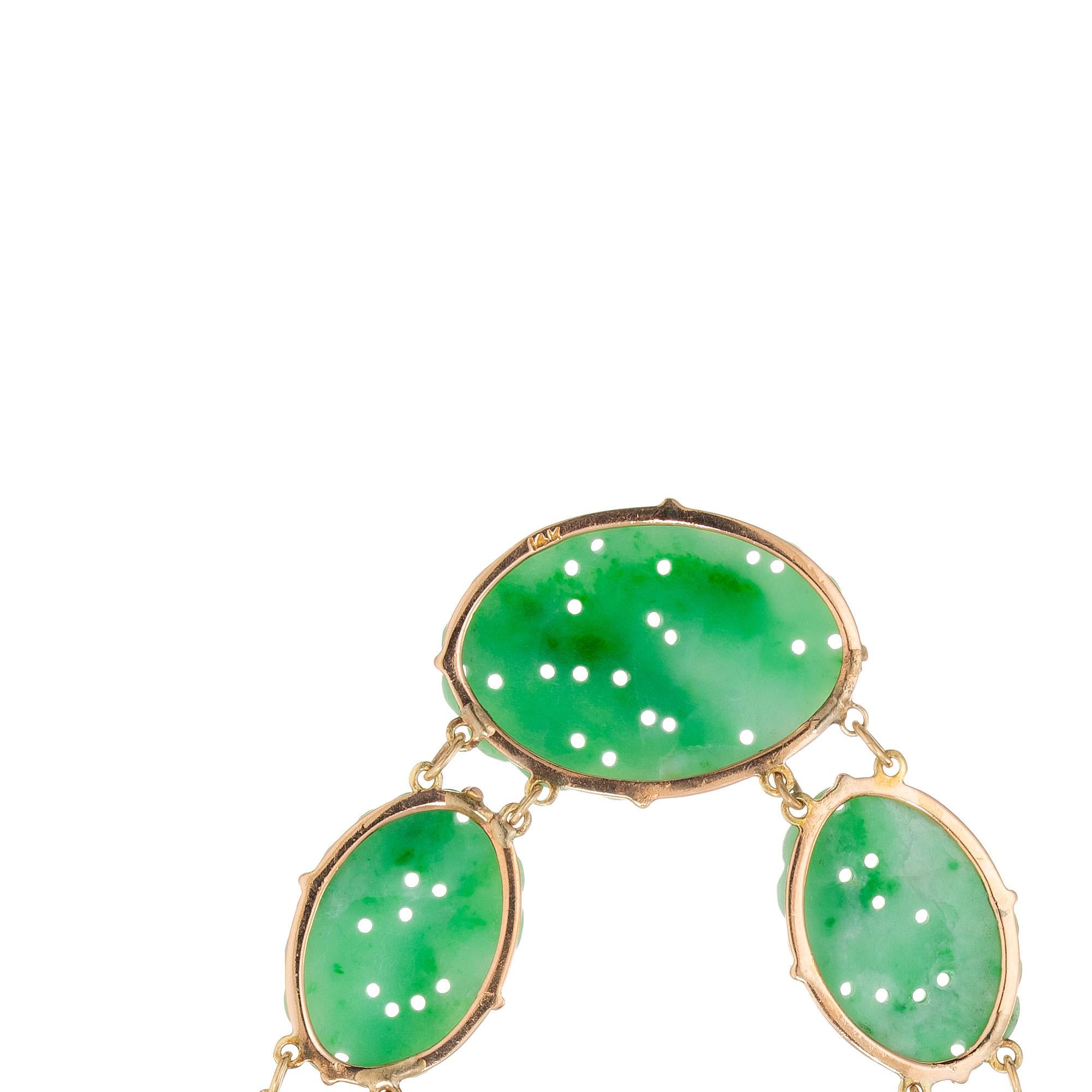 Women's GIA Certified Seven Stone Oval Natural Jadeite Jade Gold Pendant Necklace For Sale