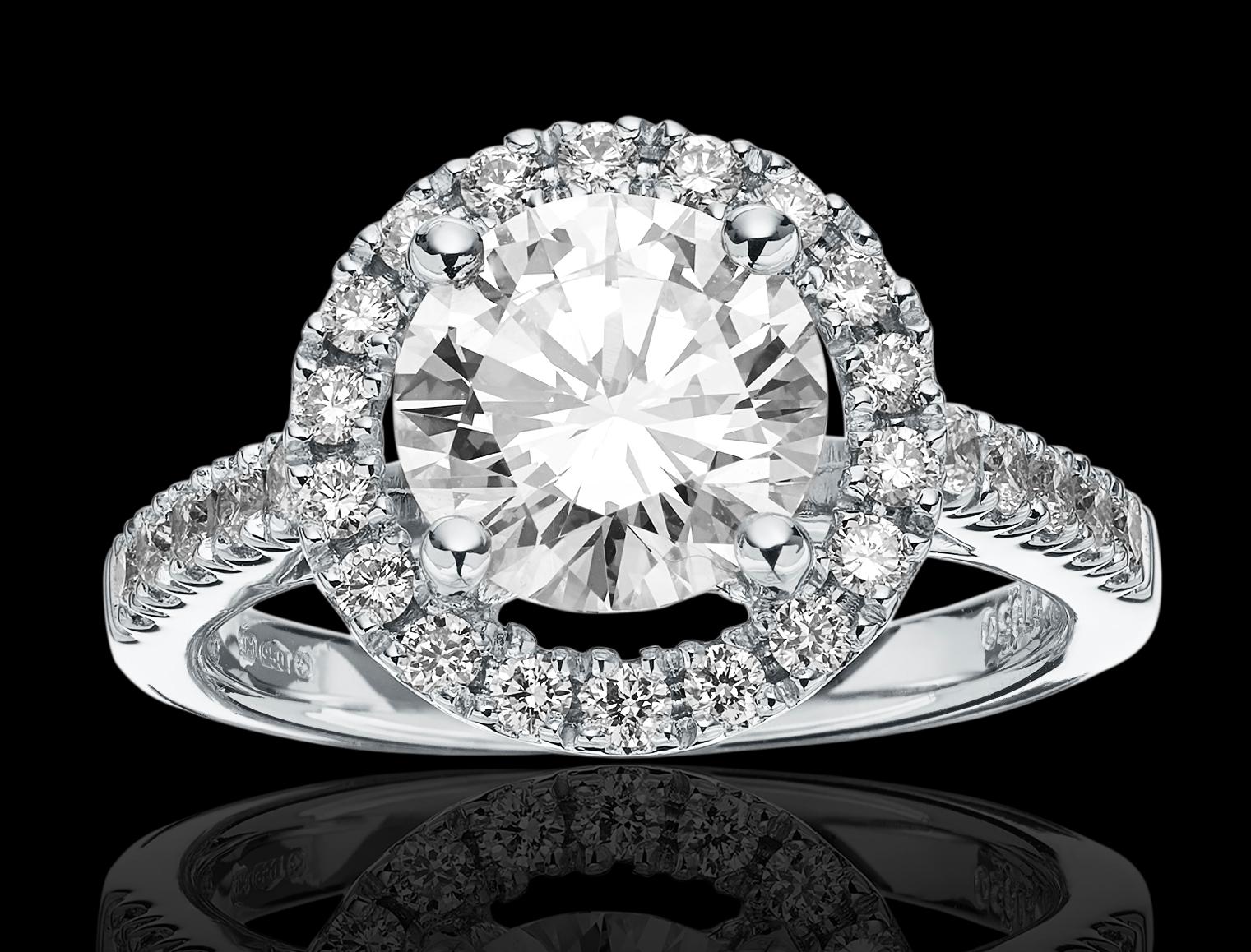 Women's GIA Certified Single Stone Round Diamond 2.05 Carat F, VVS2 Engagement Ring For Sale