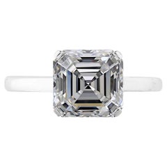 GIA Certified Solitaire 3 Carat VS Square Emerald Cut Engagement Ring