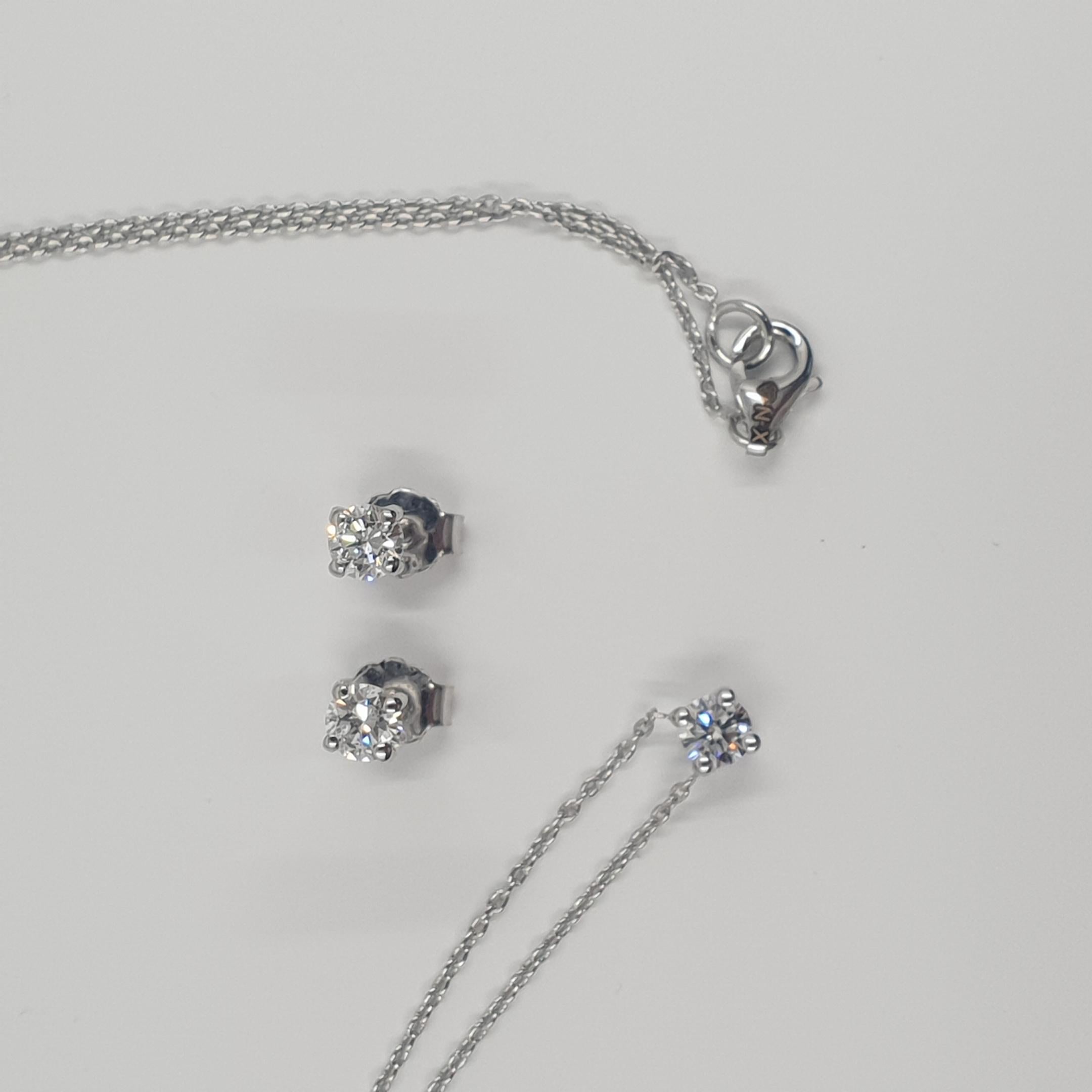 GIA-zertifizierte Solitär-Diamant-Ohrringe und Halskette 3x 0,5 Karat G/SI1 im Angebot 2