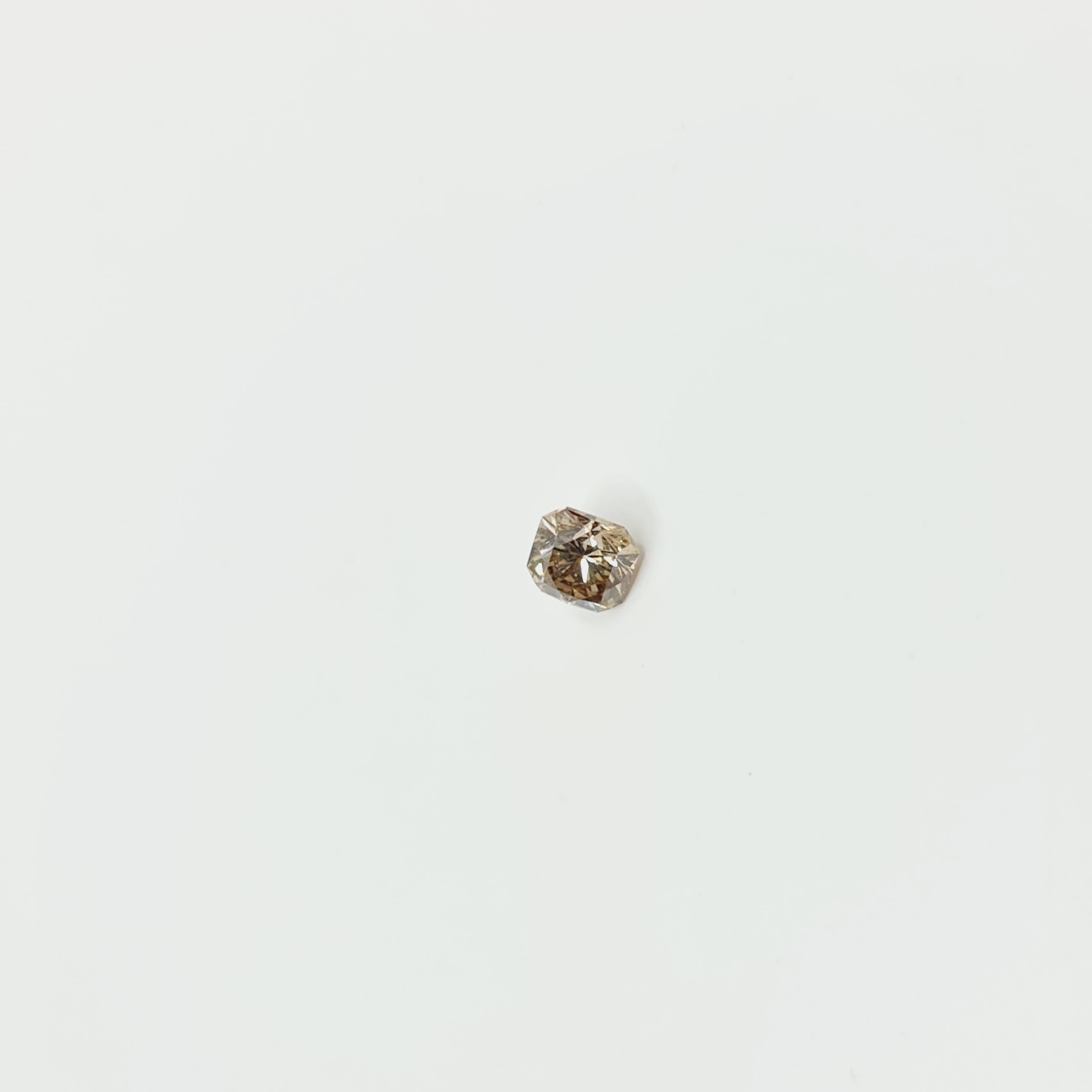 Taille octogone Diamant certifié GIA de couleur Brown (sans reflet) 0,47 carat VS2 