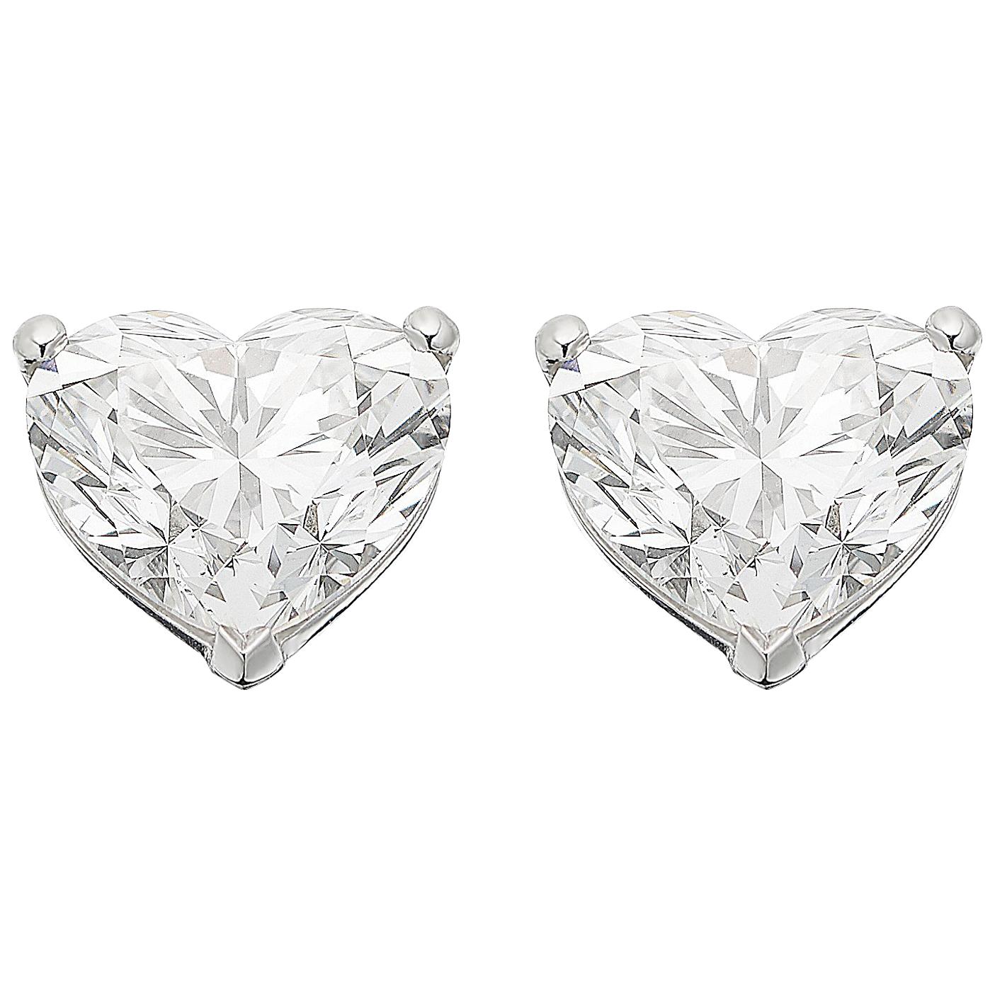 GIA Certified Diamond 4.02ct Solitaire Single Stone Heart Earrings Valentines
