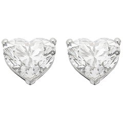 GIA Certified Diamond 4.02ct Solitaire Single Stone Heart Earrings Valentines