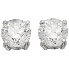 GIA Certified Diamond Stud Earrings, Round Brilliant Cut, no Fluorescence 3.0 ct