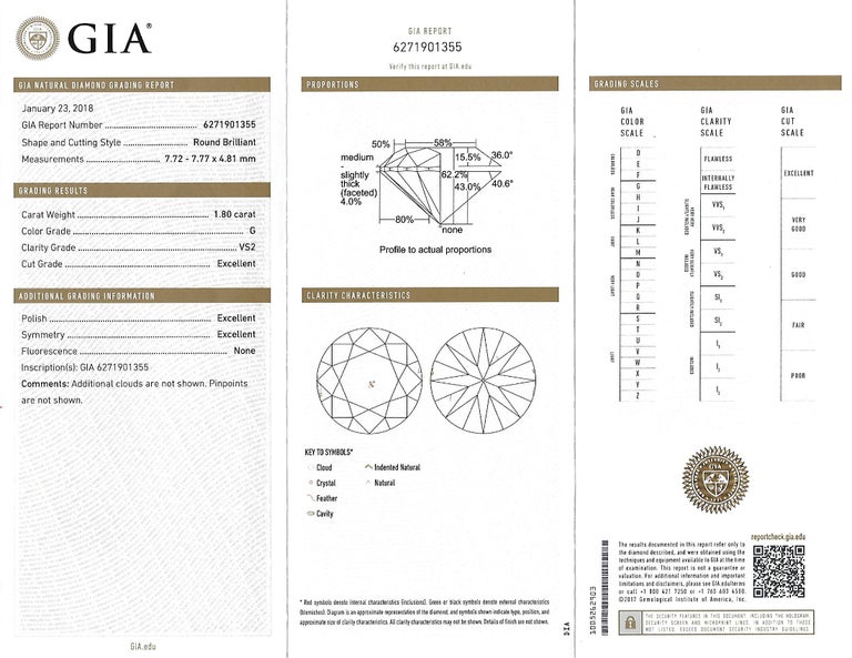 Dimond Lazer Inscription GIA Certified Solitaire Stud Diamond Earrings, Laser Inscribed 3.60ct G ...