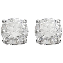 GIA Certified Solitaire Stud Diamond Earrings, Laser Inscribed 3.60ct G VS2