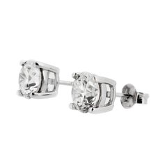 GIA Certified Round Diamond 4.04cts F VS2 Single Stone/Solitaire Stud Earrings