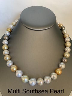 GIA Certified South Sea Mixed Pearl Necklace with Gold Clasp