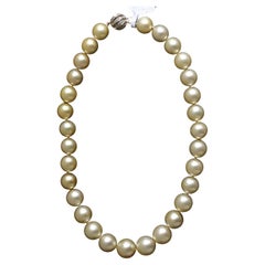 GIA Certified South Sea Pearl Necklace 12–14.62mm 94.40g 14K Gold Diamond Clasp