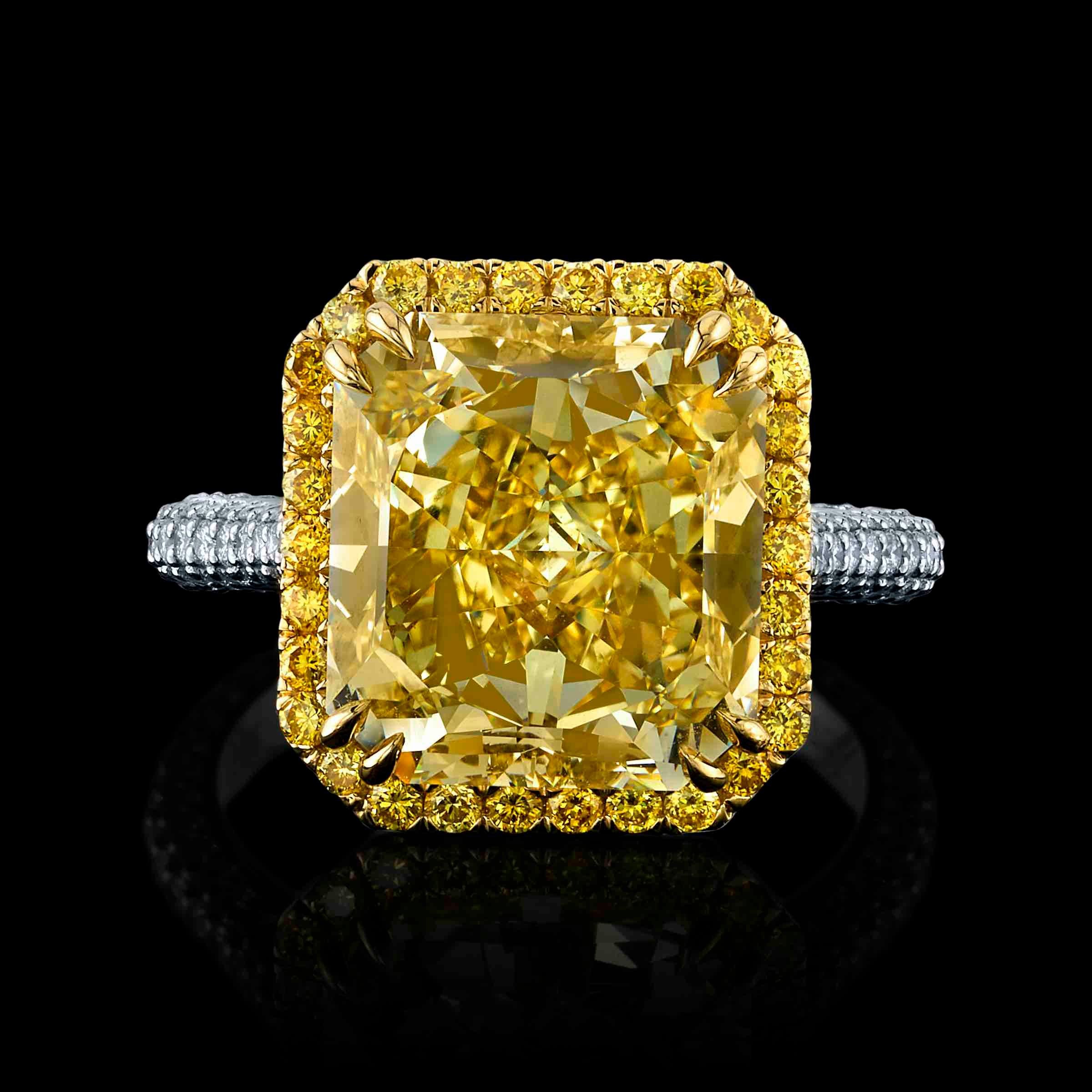 Modern GIA Certified, Spectacular 8.02ct Radiant, Fancy Yellow Diamond, IF Clarity
