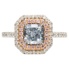 GIA Certified Spectacular Fancy Light Blue, Pink & White Diamond Ring