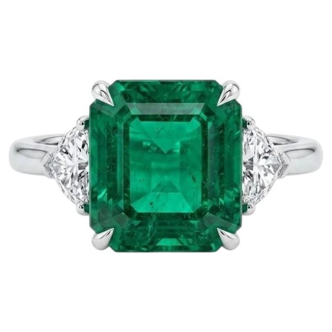 GIA-Certified 7.02ct Zambian Emerald & Diamond Platinum Ring