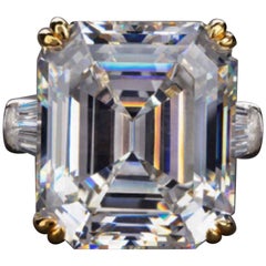 GIA Certified Square Emerald Cut Diamond 5.75 Carat Platinum Ring 