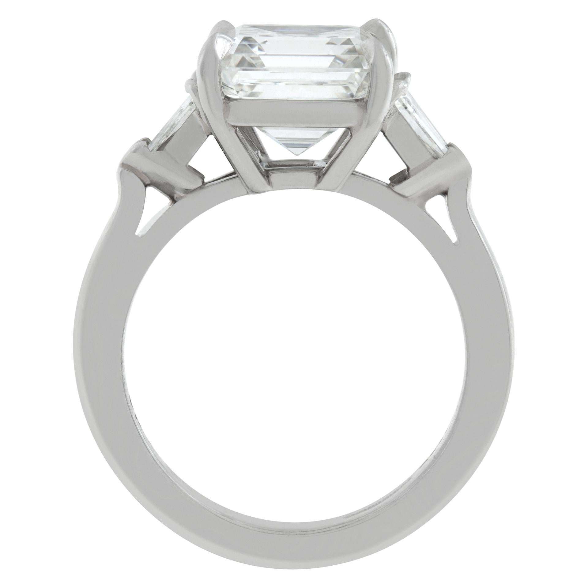 Women's GIA Certified Square Emerald Cut Diamond 4.08 Carat Platinum Ring For Sale