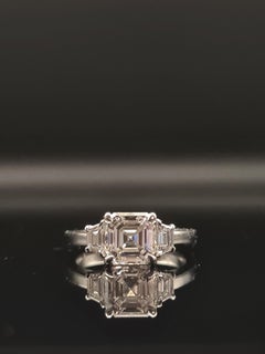 GIA Certified 2.01 carat Square Emerald Cut Diamond Engagement Ring