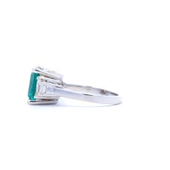 Gia Certified, Square Emerald Three Stone Ring 'Ref #17766'