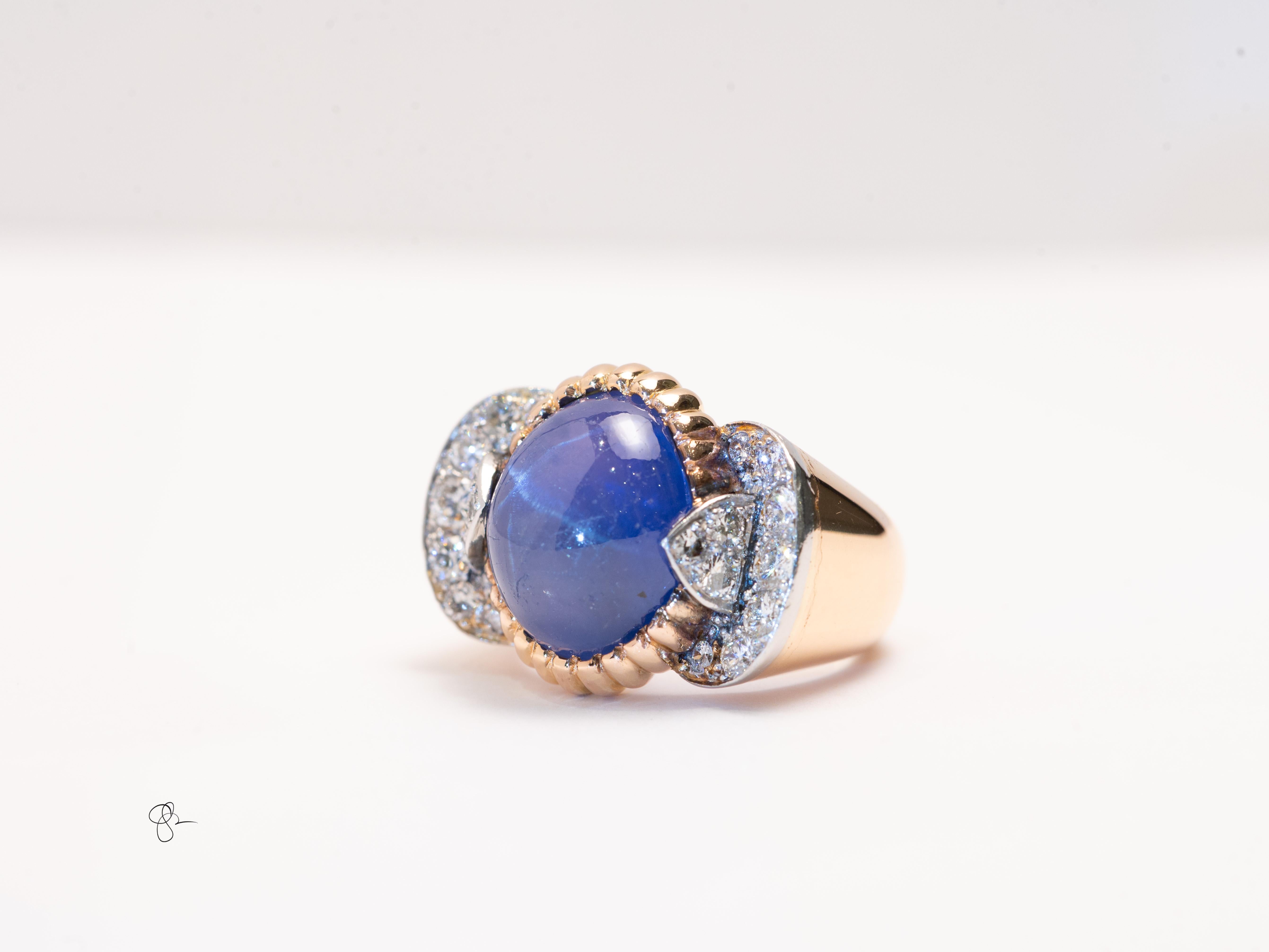 GIA-zertifiziert Sri Lanka natürlichen ungeheizten Stern Saphir Cabochon Cocktail-Ring für Damen oder Herren im Angebot