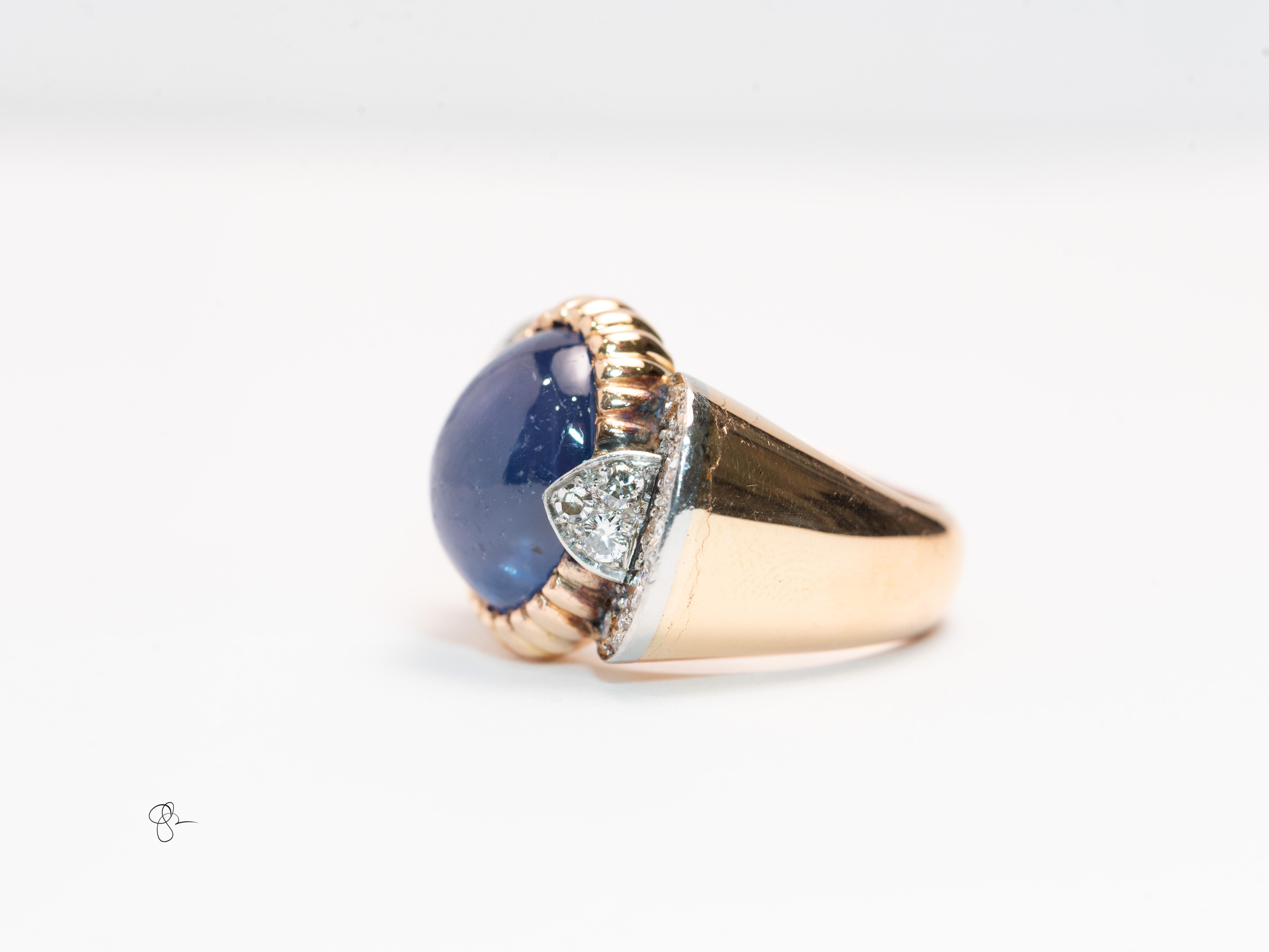 GIA-zertifiziert Sri Lanka natürlichen ungeheizten Stern Saphir Cabochon Cocktail-Ring im Angebot 1