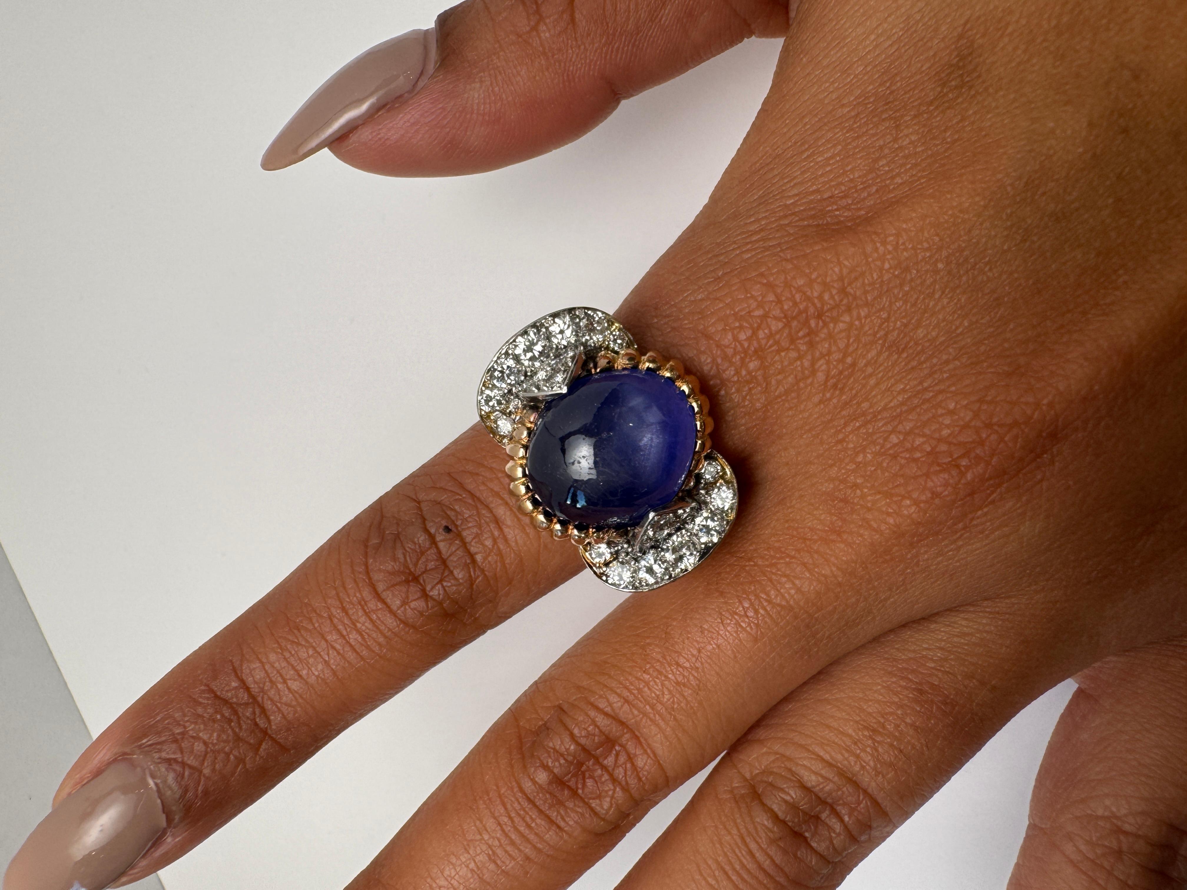 GIA-zertifiziert Sri Lanka natürlichen ungeheizten Stern Saphir Cabochon Cocktail-Ring im Angebot 2