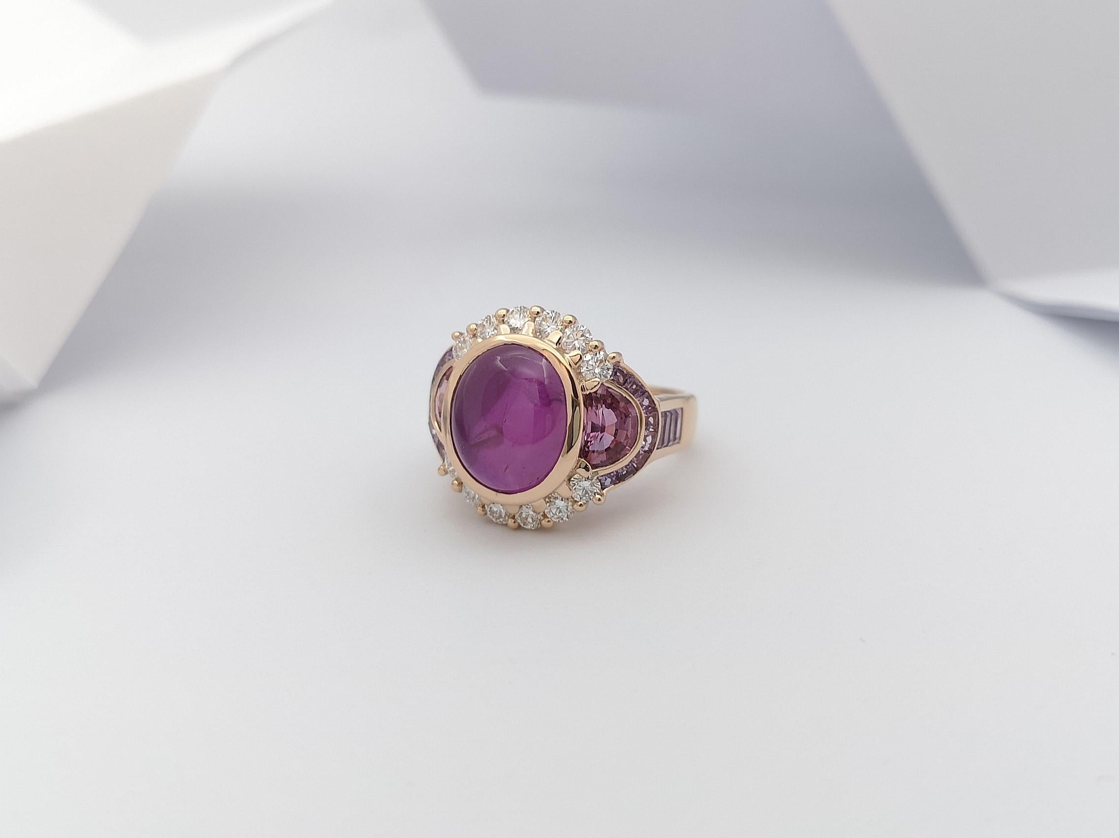 Women's GIA Certified Star Ruby, Pink Sapphire, Purple Sapphire Ring in 18K Rose Gold For Sale