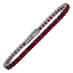 GIA Certified Straight Line 22.50 Carat Ruby Bracelet