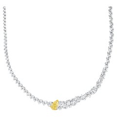 GIA Certified Stunning Yellow Pear Cut Diamond Necklace 18.6 Carats 18K Gold