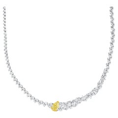 GIA Certified Stunning Yellow Pear Cut Diamond Necklace 18.6 Carats 18K Gold