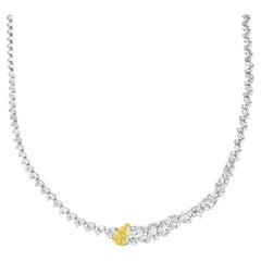 GIA-zertifizierte atemberaubende gelbe Diamant-Halskette im Birnenschliff 18,6 Karat 18K Gold