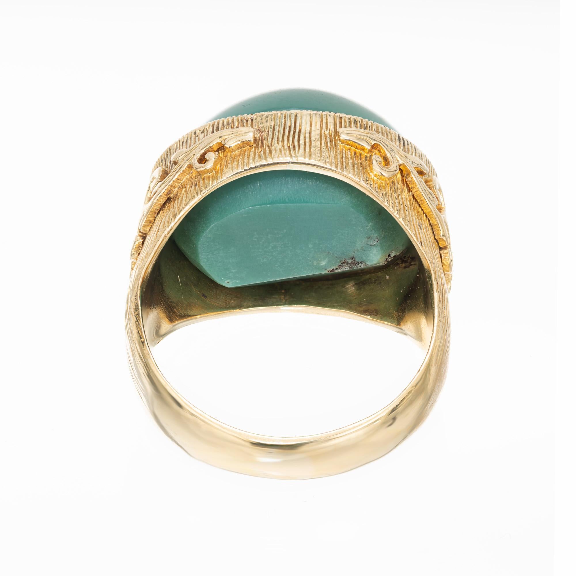 GIA Certified Sugar Loaf Turquoise Yellow Gold Cocktail Ring For Sale 1