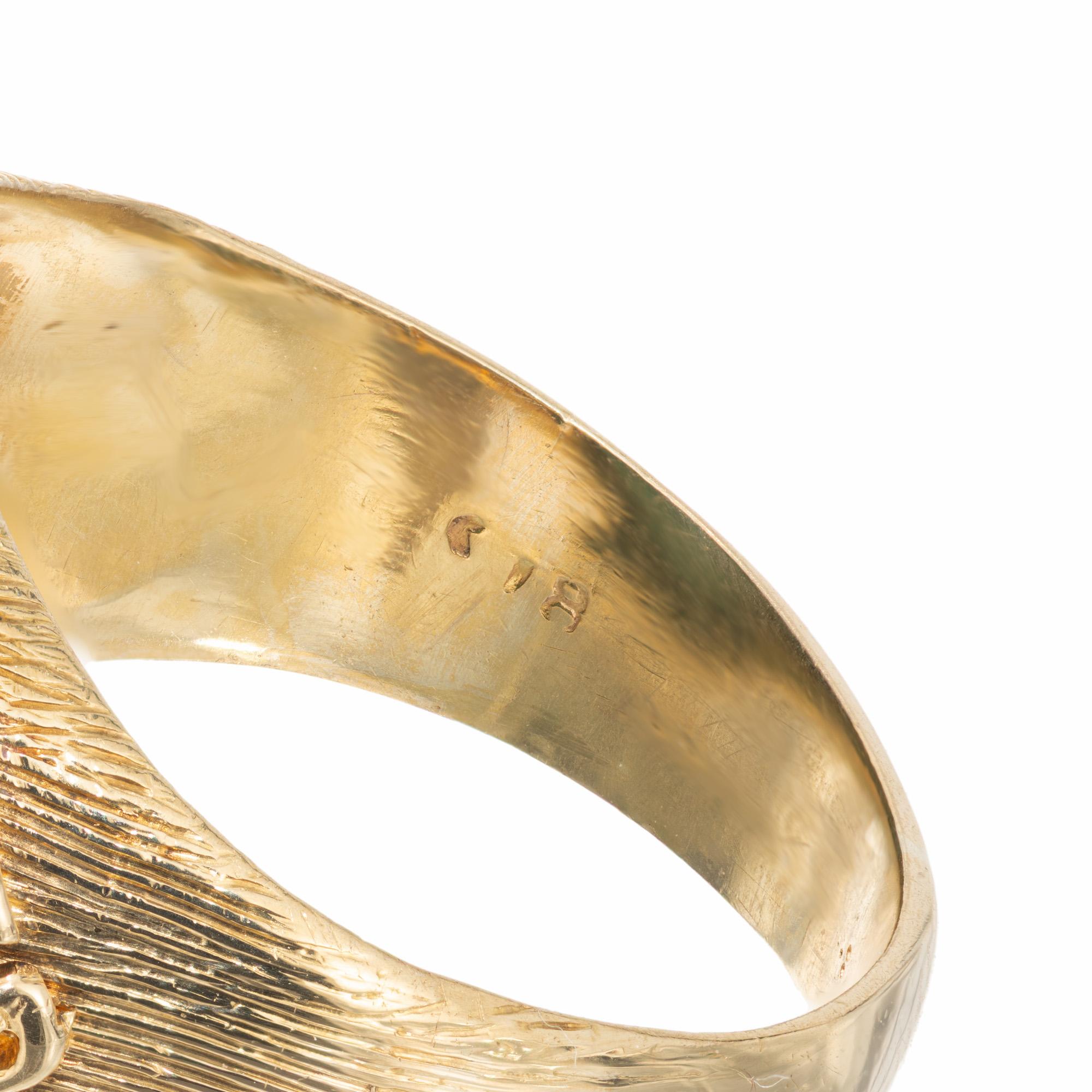 Anillo de cóctel de oro amarillo con turquesa Sugar Loaf certificada por GIA en venta 2
