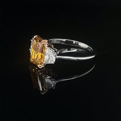 GIA Certified 2.22 Carat Radiant Natural Orange Diamond Ring