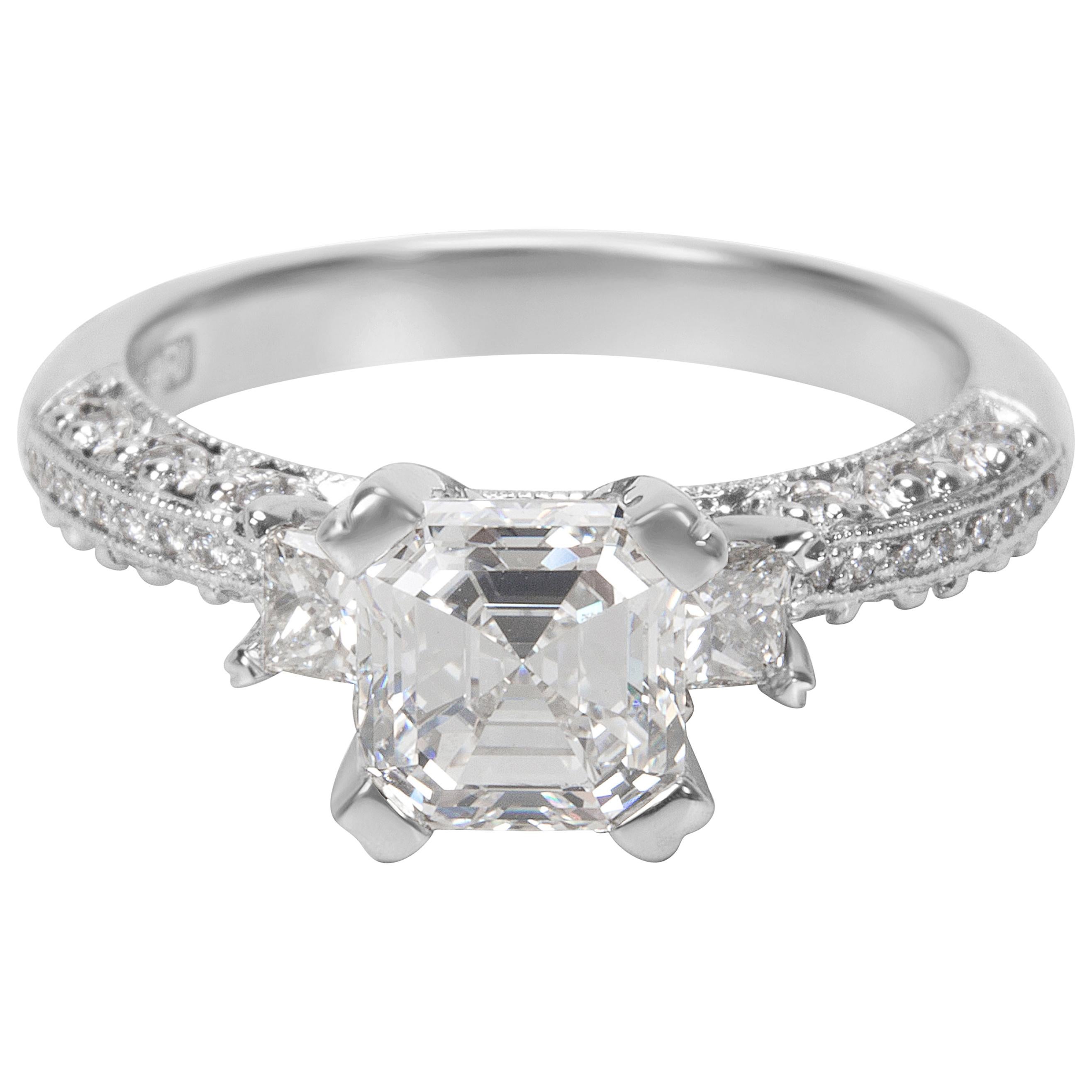 GIA Certified Tacori Diamond Engagement Ring in Platinum 1.93 Carat F VS1