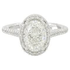 GIA Certified Tacori Petite Crescent Oval Halo Diamond Engagement Ring