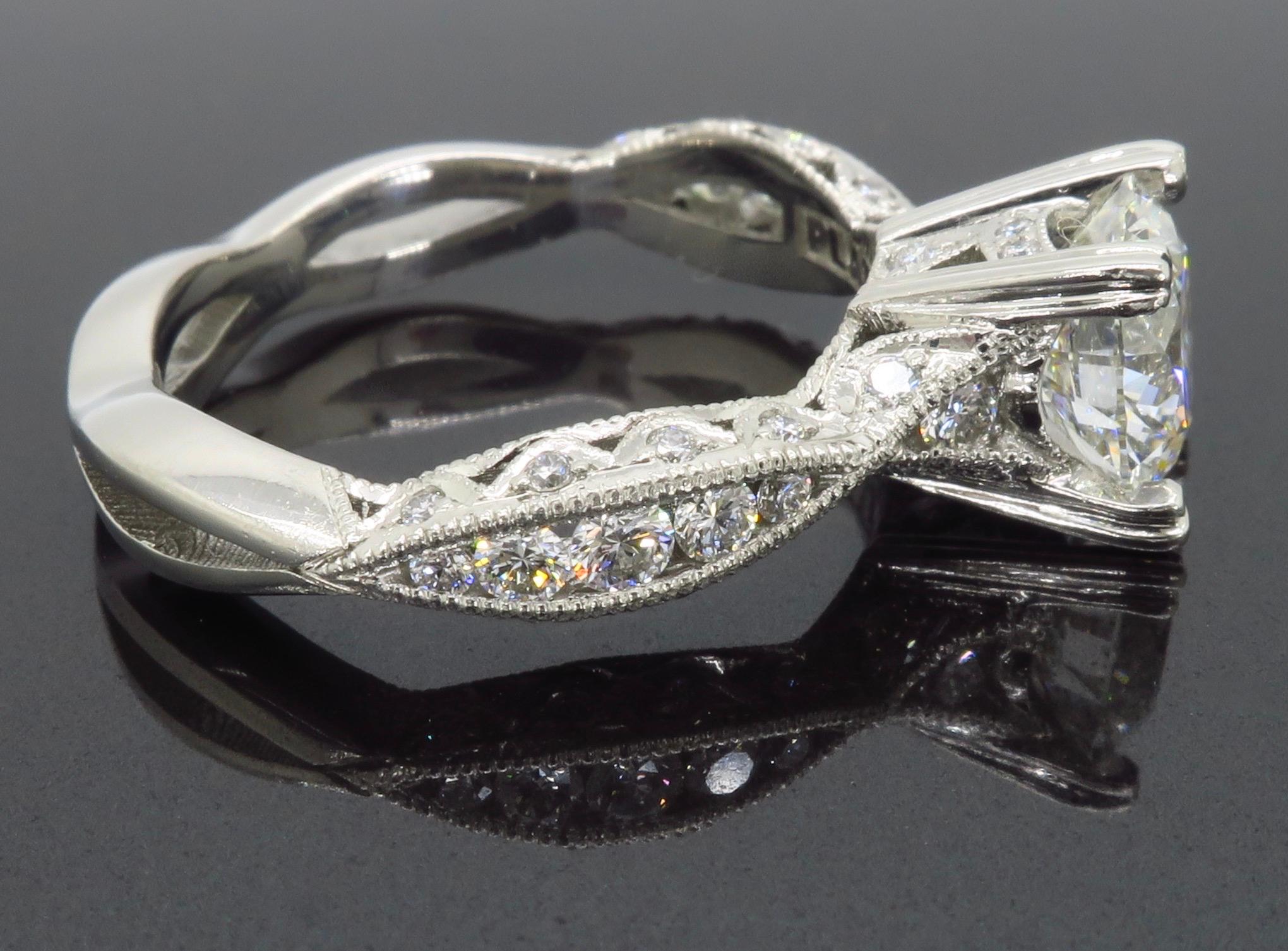 GIA Certified Tacori Platinum Diamond Engagement Ring 2