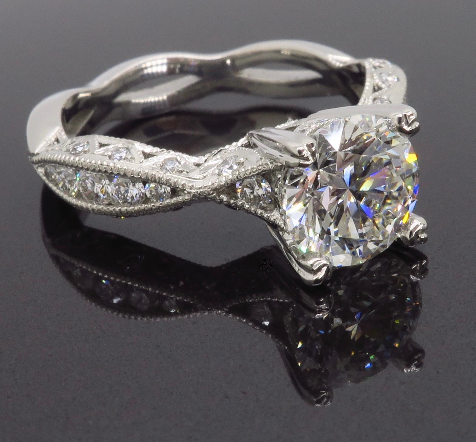 GIA Certified Tacori Platinum Diamond Engagement Ring 6