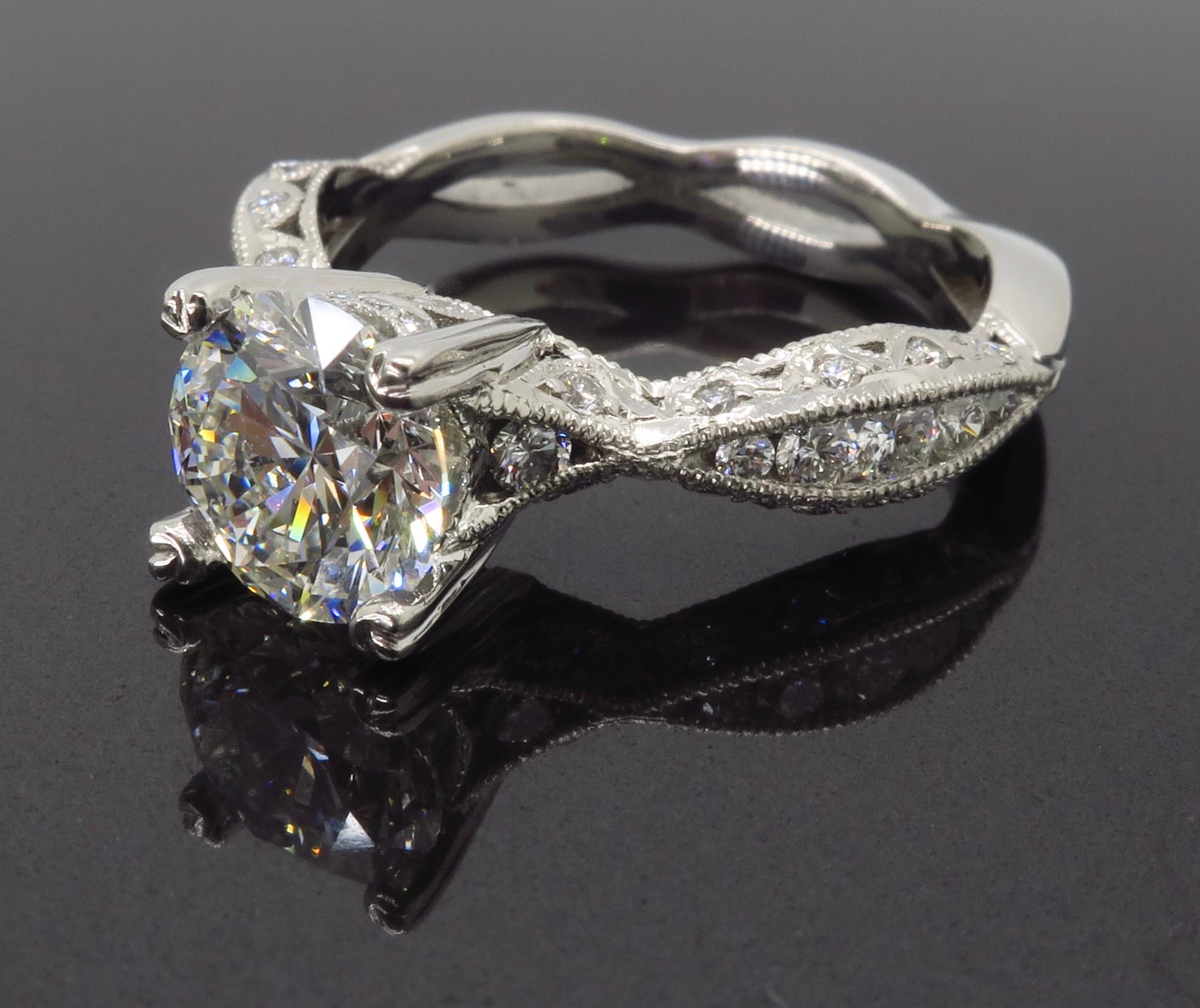 GIA Certified Tacori Platinum Diamond Engagement Ring 7