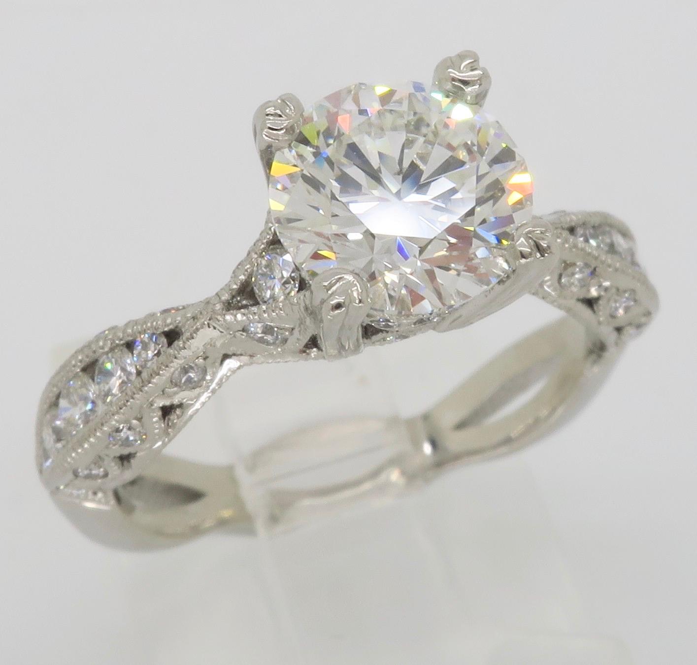 GIA Certified Tacori Platinum Diamond Engagement Ring 8