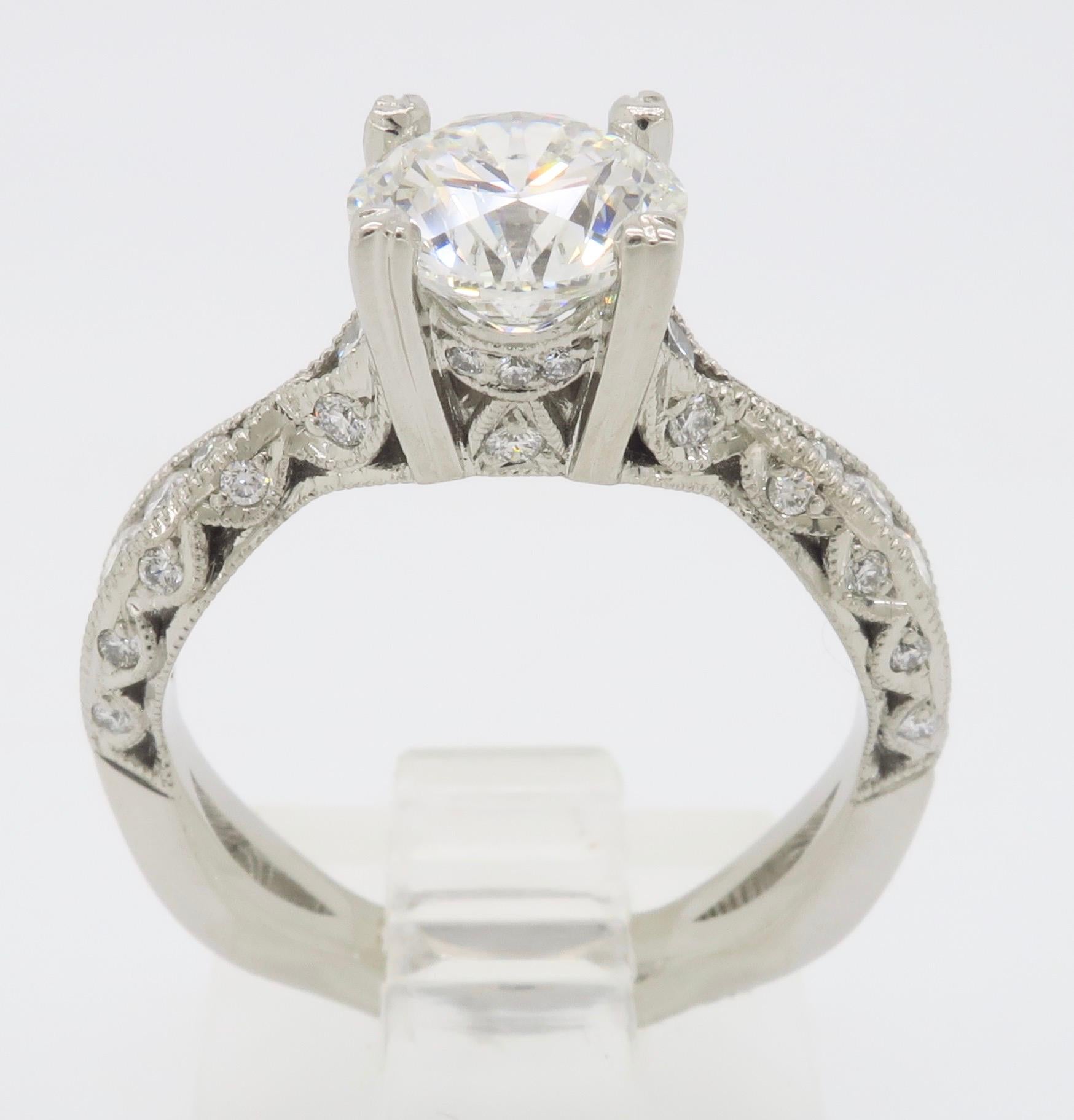 GIA Certified Tacori Platinum Diamond Engagement Ring 9