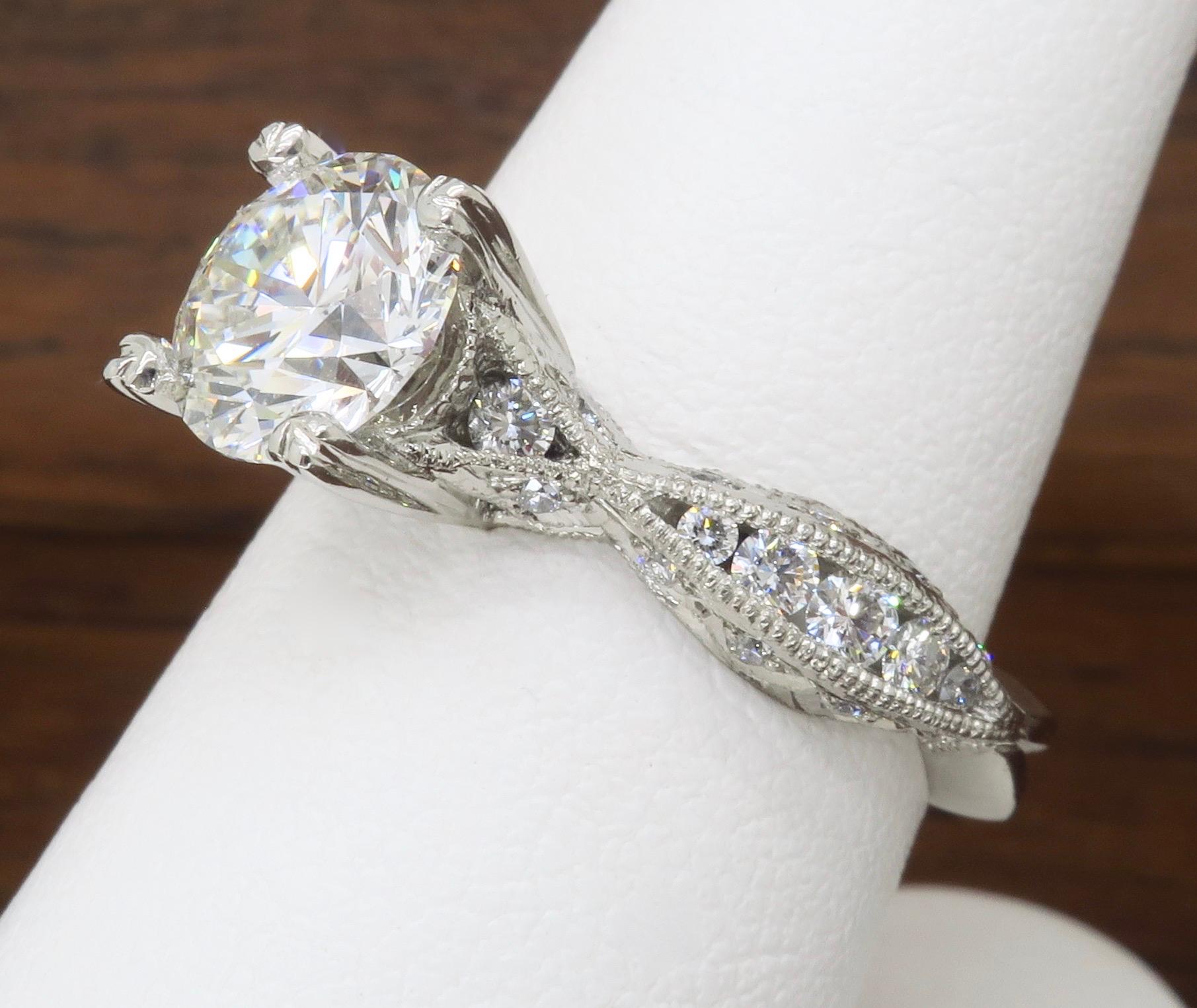 GIA Certified Tacori Platinum Diamond Engagement Ring In New Condition In Webster, NY