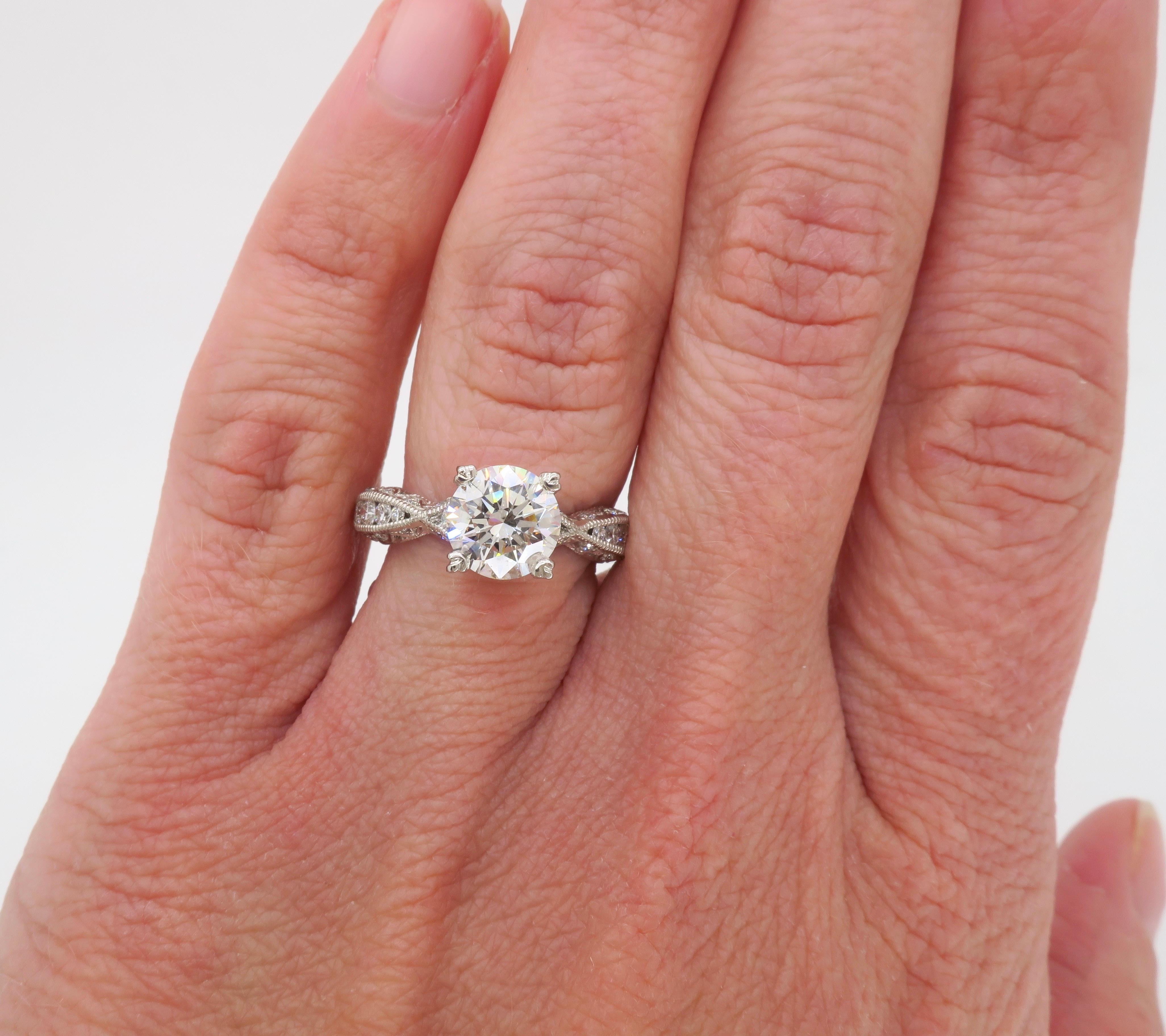 GIA Certified Tacori Platinum Diamond Engagement Ring 1