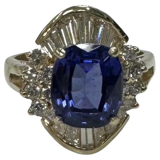 GIA Certified Tanzanite Cut 3.68cts. set in 14k Yellow Gold & Diamonds 1.27cts. For Sale