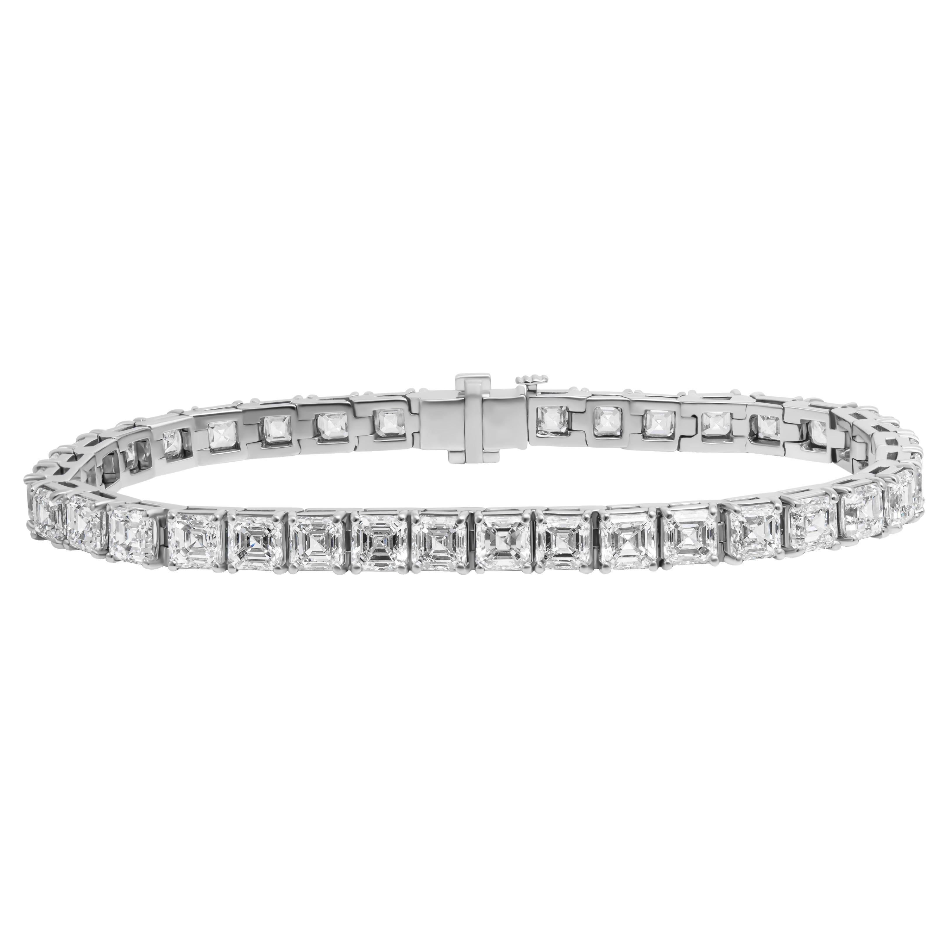 GIA Certified Tennis Bracelet with Asscher Cut Diamonds 0.50ct each For Sale