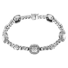 Bracelet tennis certifié GIA avec diamants ronds et taille coussin