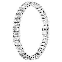 Gia Certified Tennis Bracelet with Emerald Cut with 0.60 Ct Each Stone in PT950