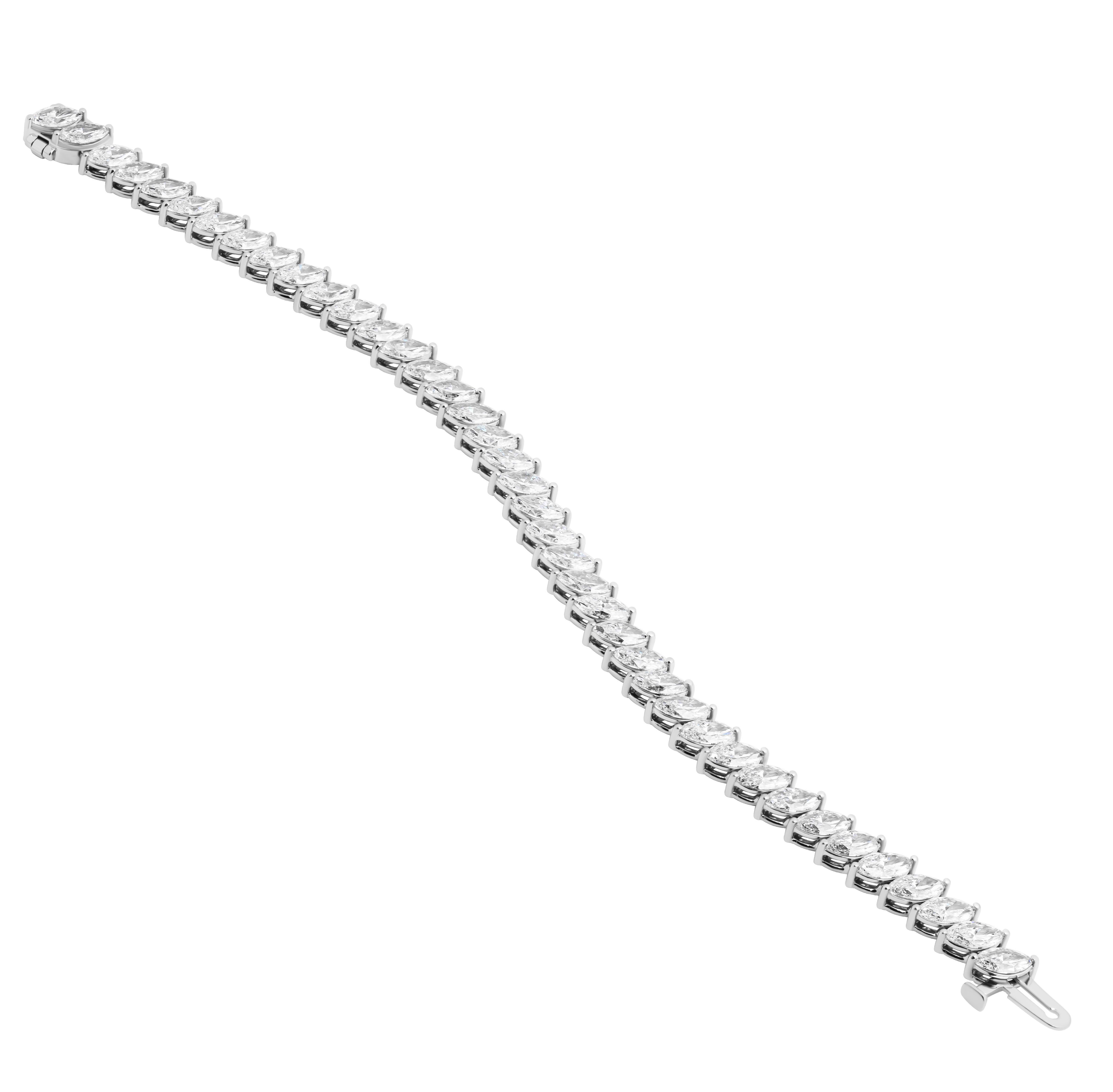 Pulsera de tenis certificada por el GIA con diamantes Marquee Moderno en venta