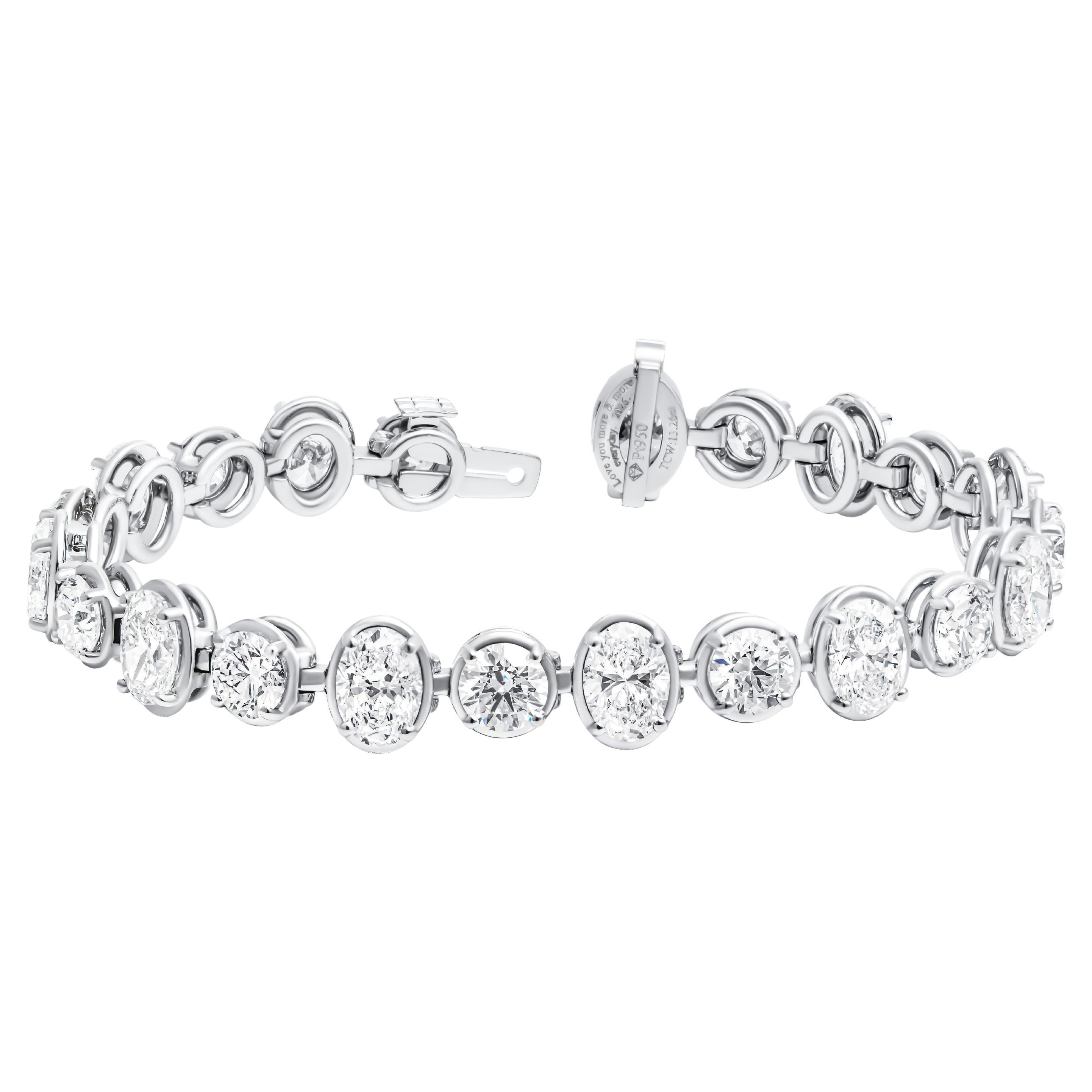 GIA Certified Tennis Bracelet with Oval and Round Diamonds