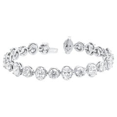 Bracciale da tennis certificato GIA con diamanti ovali e rotondi