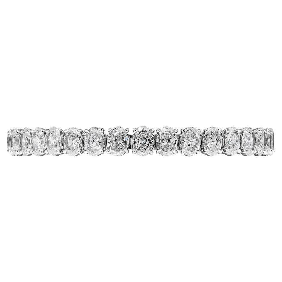 Bracelet tennis certifié par le GIA avec diamants ovales de 18,52 carats