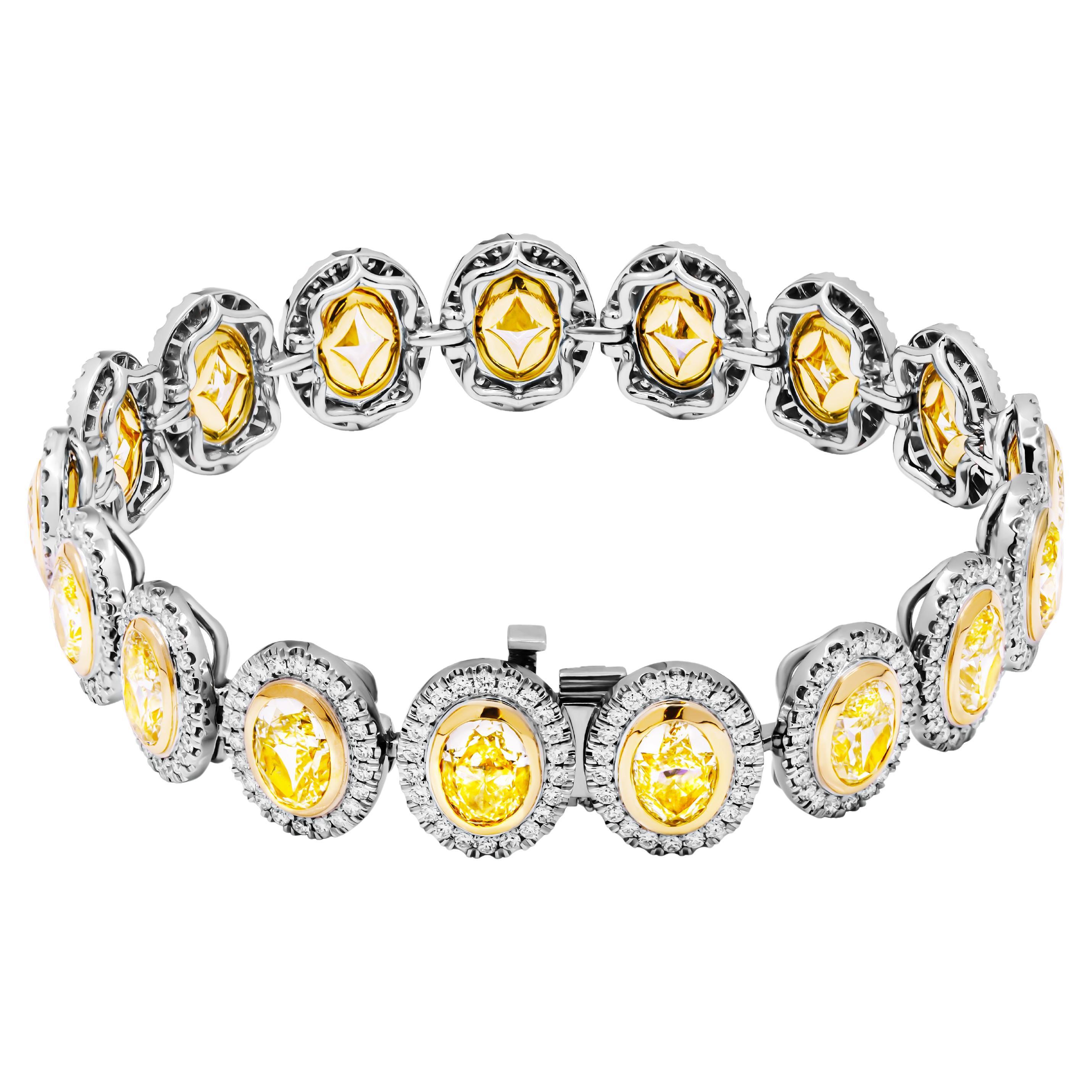 Bracelet tennis certifié GIA avec diamants jaunes ovales